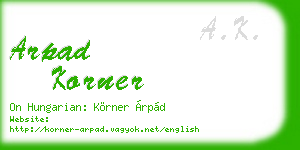 arpad korner business card