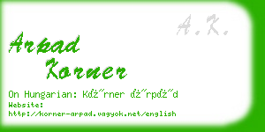 arpad korner business card